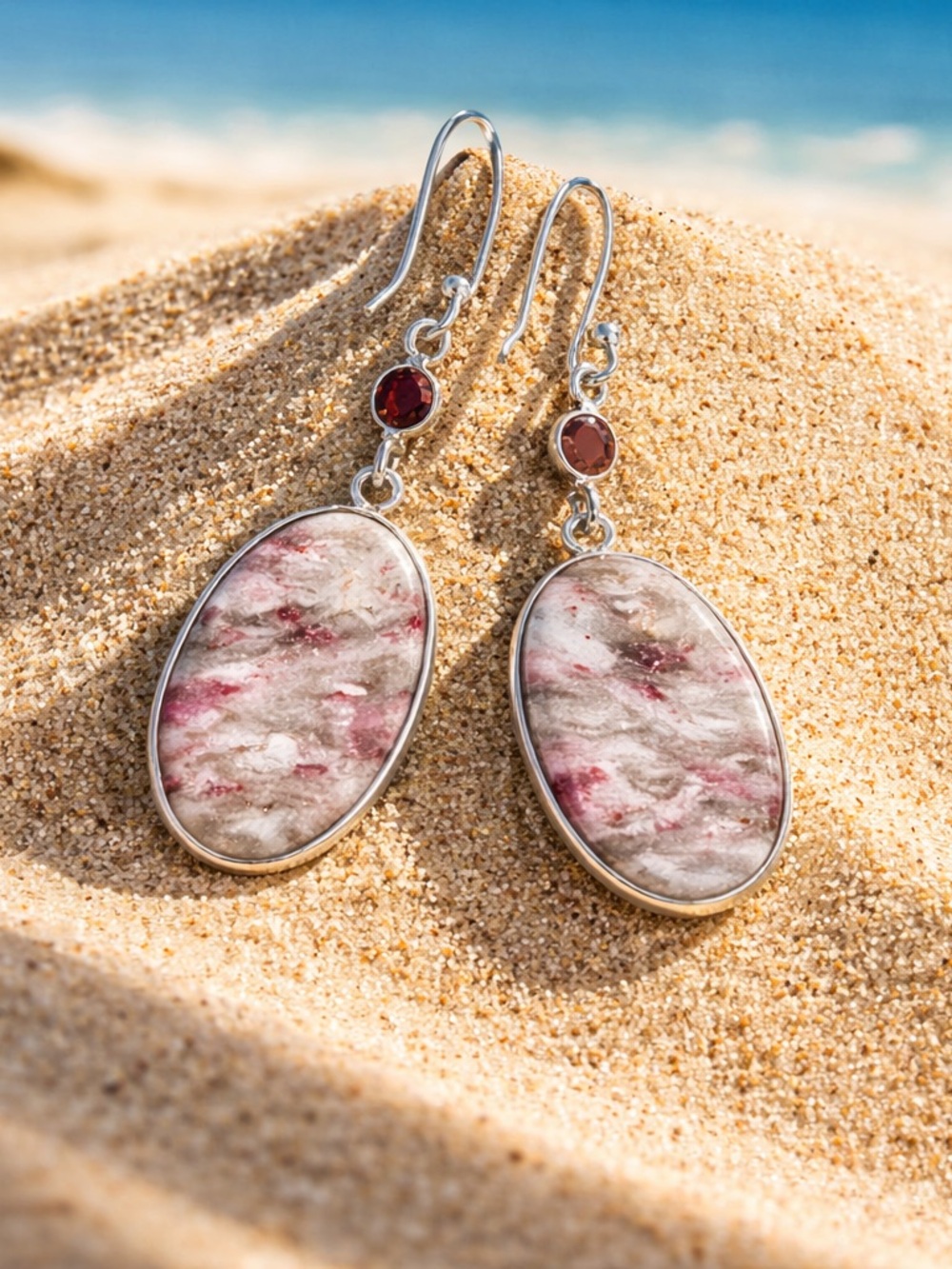 NEW! Ruby In Feldspar & Garnet Earrings